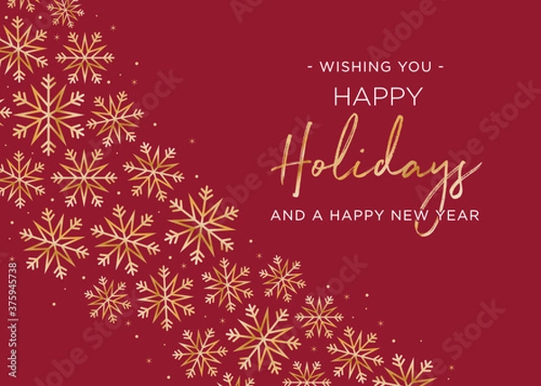 Fototapeta Happy Holidays and Happy New Year Holiday Greeting Card Vector Text Snowflake Illustration Background