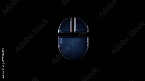 Fototapeta 3d rendering glass symbol of computer  isolated on black with reflection