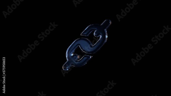 Obraz 3d rendering glass symbol of link  isolated on black with reflection