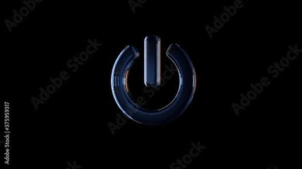 Obraz 3d rendering glass symbol of power off isolated on black with reflection