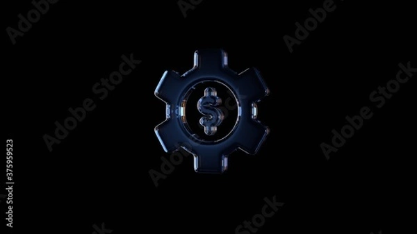 Obraz 3d rendering glass symbol of setting isolated on black with reflection