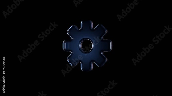 Obraz 3d rendering glass symbol of settings  isolated on black with reflection