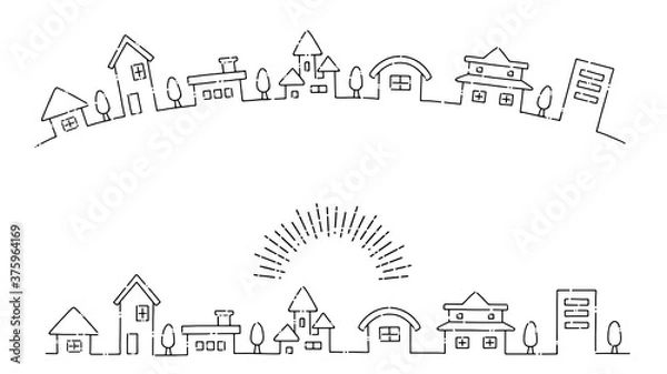 Obraz シンプルでかわいい町並みのイラスト