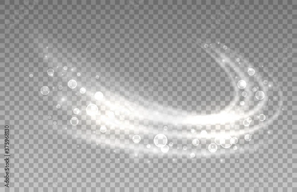 Fototapeta Transparent light effect. Abstract foam, sparkling wave. Dynamic 3D element for the design of washing powders, soaps, shampoos and liquid detergents