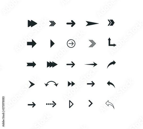 Fototapeta Set of arrows. Collection of different styles. Vector illustration.