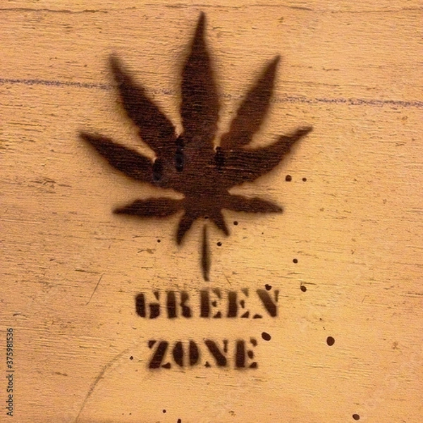 Obraz graffiti marijuana leaf green zone