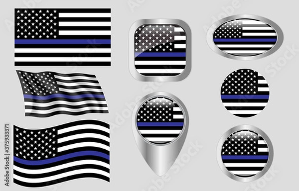 Obraz Thin Blue Line Law Enforcement Flag