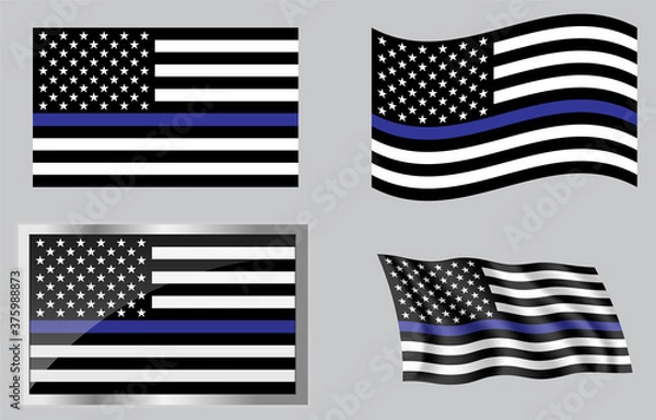 Obraz Thin Blue Line Law Enforcement Flag
