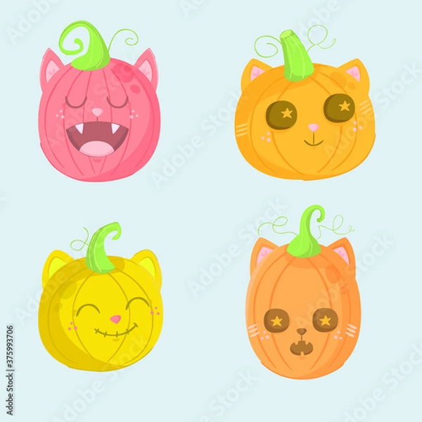 Obraz cute halloween pumpkin collection flat design