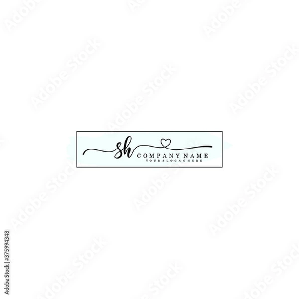 Fototapeta SH Initial handwriting logo template vector