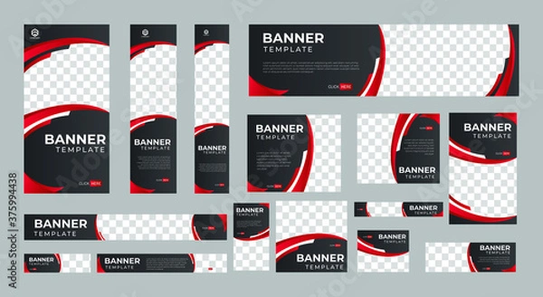 Fototapeta set of corporate web banners of standard size with a place for photos. Vertical, horizontal and square template. vector illustration EPS 10