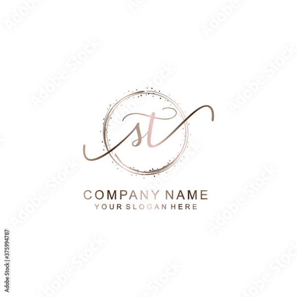 Fototapeta ST Initial handwriting logo template vector