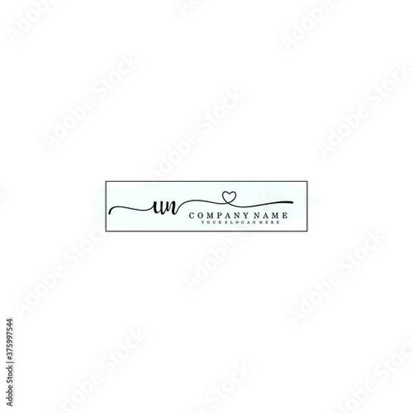Fototapeta UN Initial handwriting logo template vector
