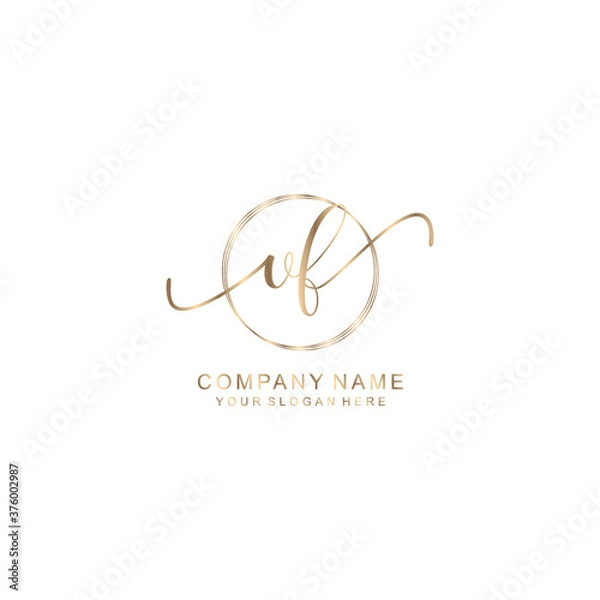Obraz VF Initial handwriting logo template vector
