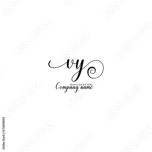 Fototapeta VY Initial handwriting logo template vector