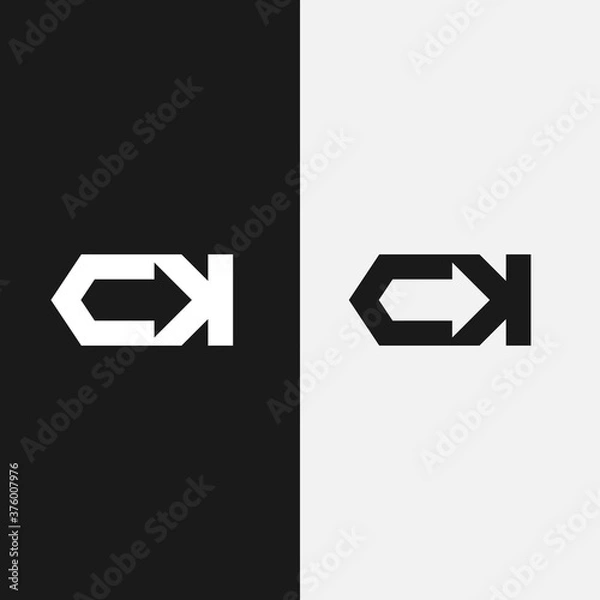 Fototapeta ck letter with simple logo vector arrow combination design