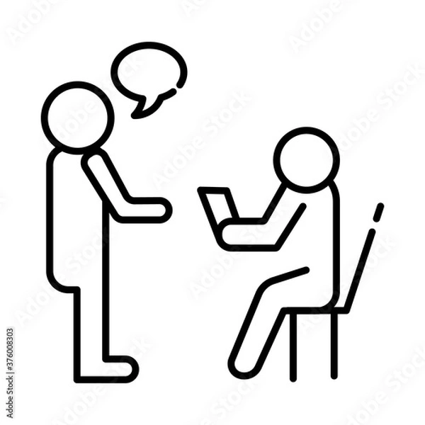 Obraz teamworkers figures talking coworking line style icon