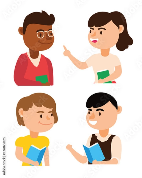 Fototapeta interracial teachers team workers characters