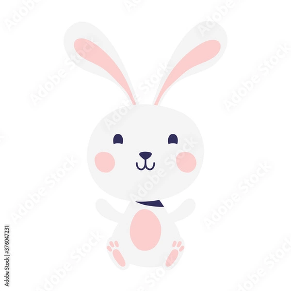 Obraz cute easter little rabbit seated character