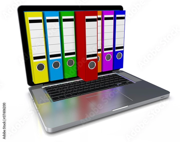 Obraz Laptop mit Ordner bunt