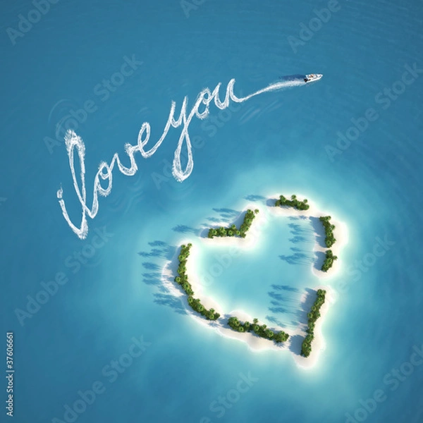 Fototapeta love message on the water