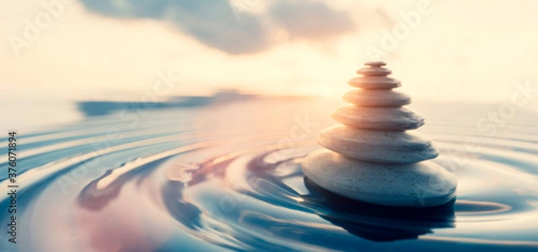 Obraz Mindfulness and meditation zen rocks on water