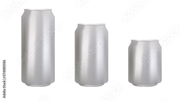 Obraz Aluminium beer 3d. Mockup Template. Realistic metal cans. 3D can mockup. Stock vector illustration on white isolated background. 