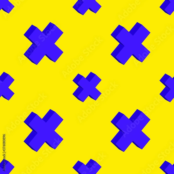 Obraz seamless pattern. volumetric crosses on a yellow background