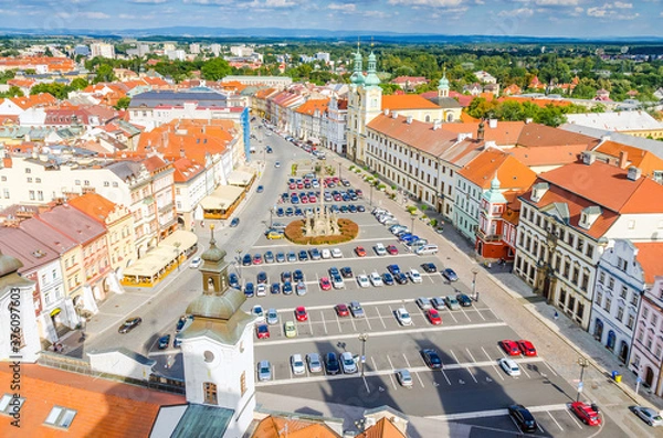 Fototapeta Hradec Kralove, The Czech republic: View on Great Square of Hradec Kralove from White Tower.