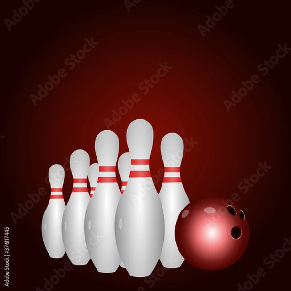 Obraz Realistic icon of bowling ball and skittles. Vector illustration eps 10