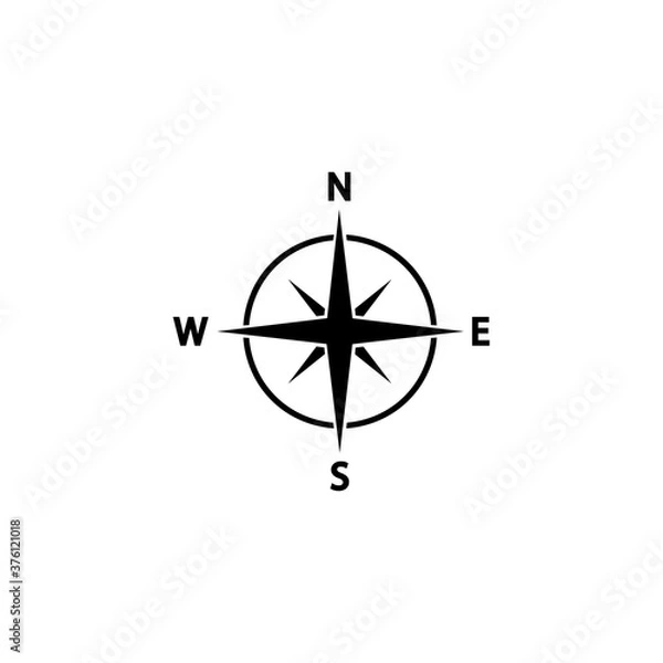 Obraz Flat black compass icon. Vector illustration eps 10