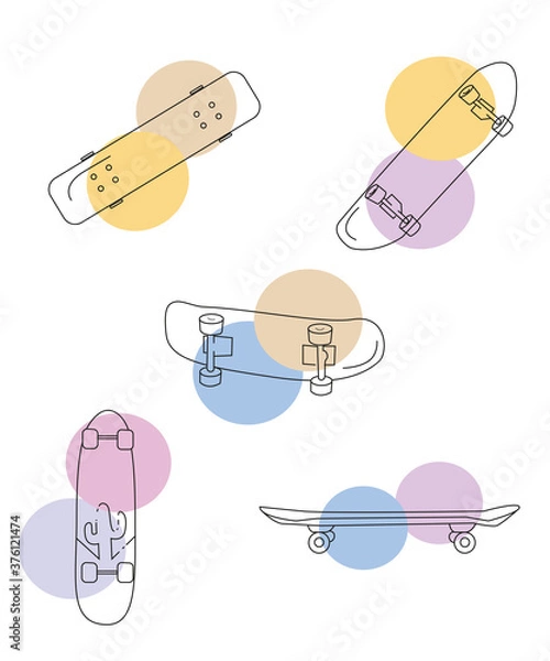 Obraz set of icons skate lines With color elements