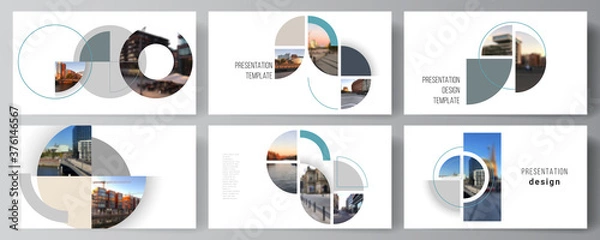 Fototapeta Vector layout of the presentation slides design business templates, multipurpose template for presentation brochure. Background with abstract circle round banners. Corporate business concept template