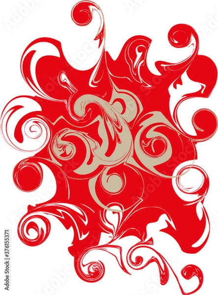 Fototapeta Abstract red background with a variety of curls.