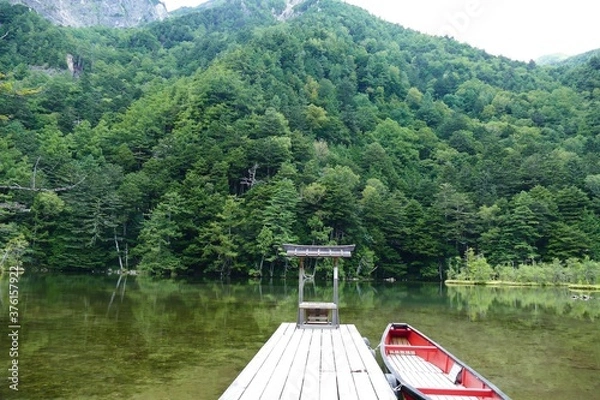 Obraz 日本の上高地の明神池の穂高