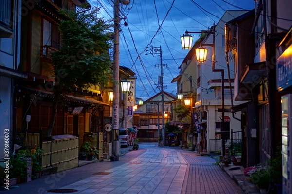 Obraz Japanese traditional landscape of  Onsen town in Japan, Shibu-onsen, Nagano