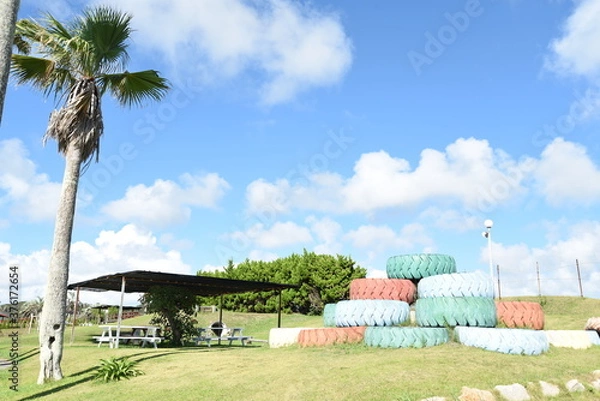 Obraz 青空とタイヤと自然2（bluesky,tire, nature)