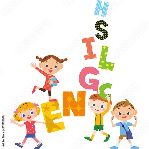 Fototapeta 英語の学習をする子供達
