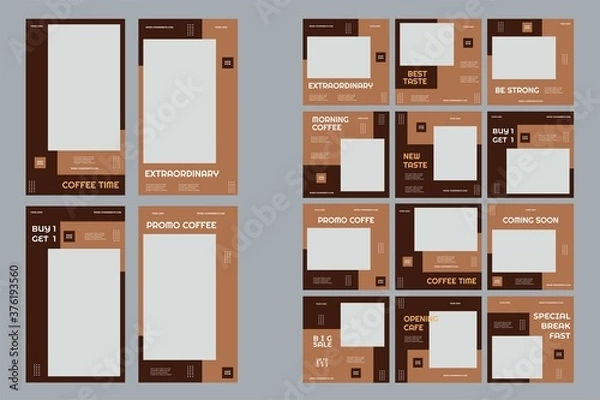 Fototapeta Coffe shop social media post and story template