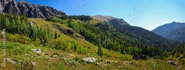 Fototapeta A panorama of a mountain scene in the wilderness of colorado
