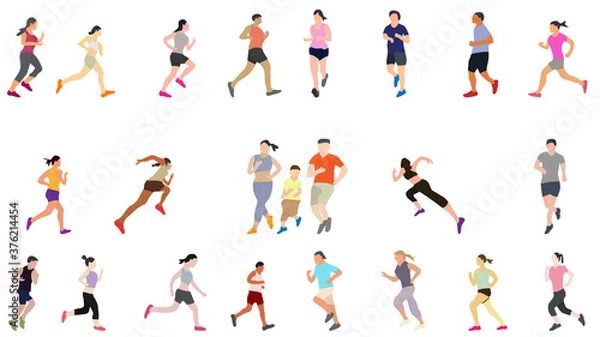 Obraz People running activity with sportswear collection. Vector EPS10
