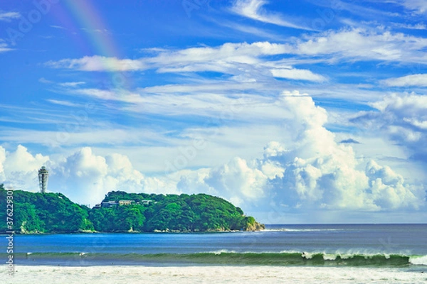 Obraz 雨後の江の島と虹