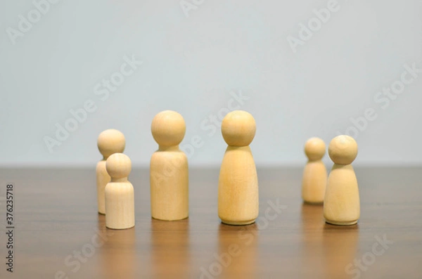 Fototapeta Family members on blur background. family concept from peg doll. Selective focus.