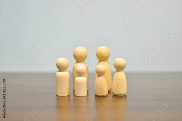 Fototapeta Family members on blur background. family concept from peg doll. Selective focus.