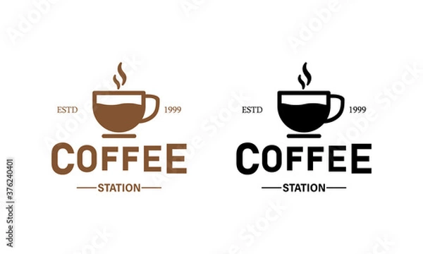 Fototapeta Coffee station banner. For coffee shop. Vector on isolated white background. EPS 10