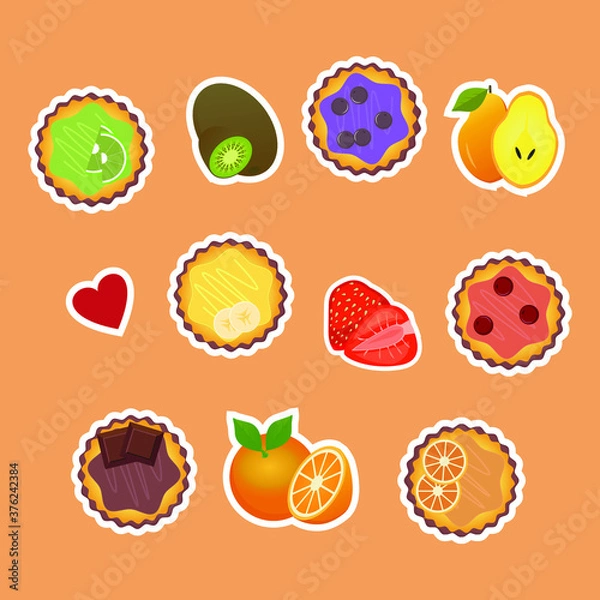 Fototapeta A set of fruit stickers