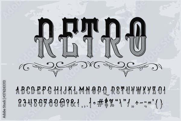 Fototapeta classic lettering, vintage font, gray and white style background,  typeface vector design