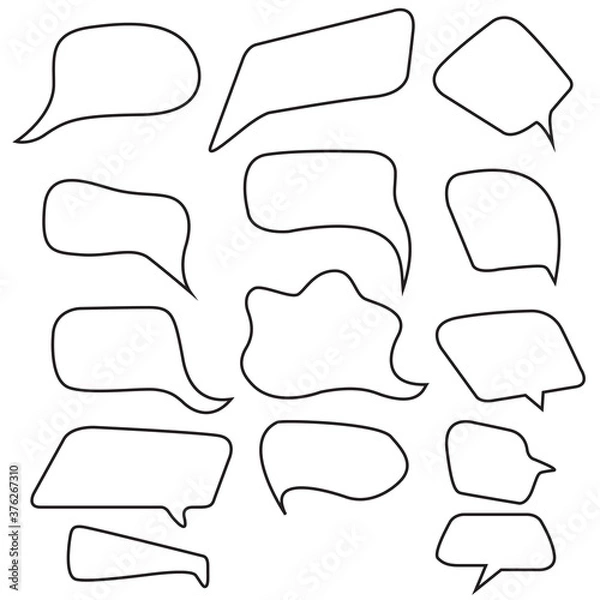 Fototapeta Set of empty outline speech bubbles.Vector flat illustration.