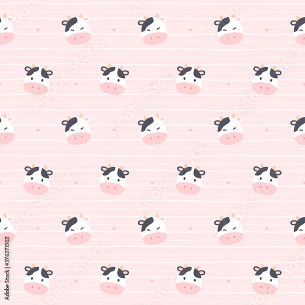 Obraz Cute cow seamless pattern background