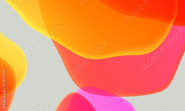 Obraz Abstract geometric fluid red orange color gradient on gray background. Trendy design graphics used for wallpaper screen tablet and phone.